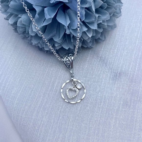 Open Heart Necklace Sterling Silver Open Heart Gift For Friend Gift For Her - Picture 2 of 5